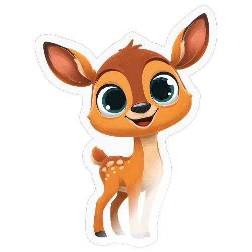 Cute Cartoon Deer with Joyful Big Eyes - Sticker