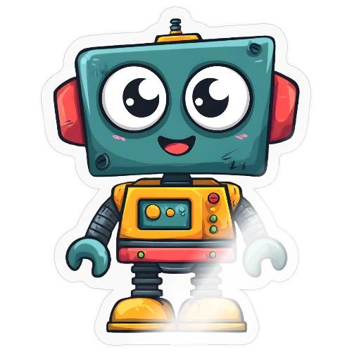 Cute Cartoon Robot Standing with a Smile - Sticker