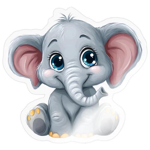 Sweet Cartoon Baby Elephant with Big Eyes - Sticker