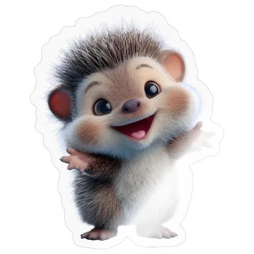 Playful Cartoon Hedgehog with Joyful Pose - Sticker