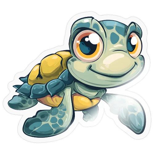 Playful Cartoon Baby Sea Turtle with a Smile - Sticker