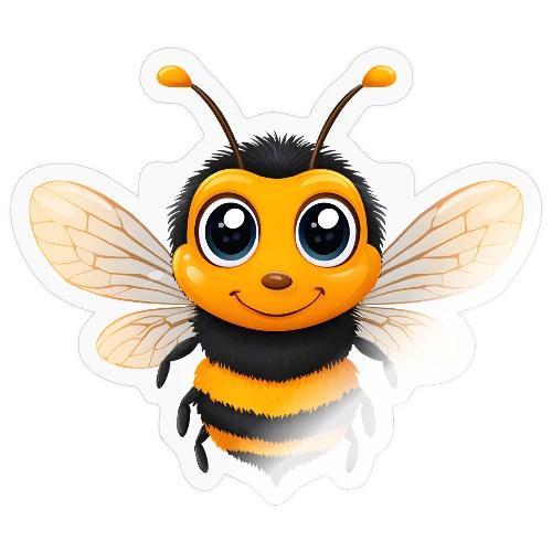 Happy Cartoon Baby Bee with Open Wings - Sticker