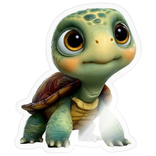 Adorable Cartoon Baby Turtle with Big Eyes - Sticker