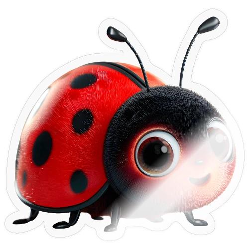 Adorable Cartoon Ladybug with Big Eyes - Sticker