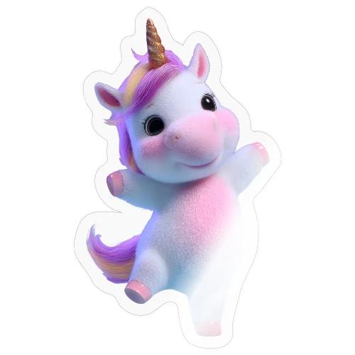 Cute Cartoon Unicorn Dancing Joyfully - Sticker