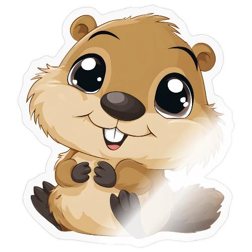 Adorable Cartoon Baby Beaver with Big Eyes - Sticker