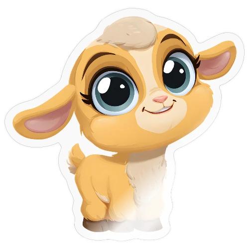 Sweet Cartoon Baby Goat with Joyful Smile - Sticker