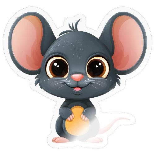 Joyful Cartoon Baby Mouse Smiling Brightly - Sticker