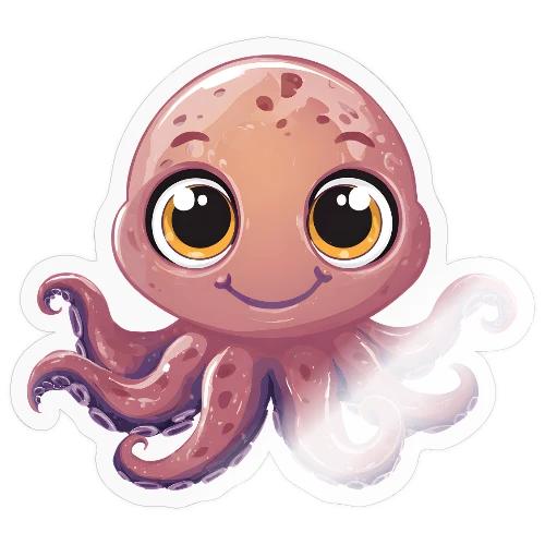 Cute Cartoon Baby Octopus with Big Eyes - Sticker