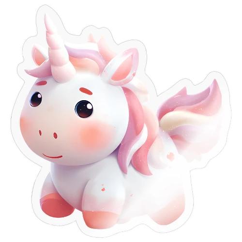 Sweet Cartoon Pink Unicorn - Sticker