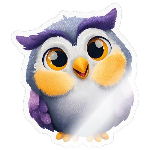 Colorful Cartoon Baby Owl with Big Sparkling Eyes - Sticker