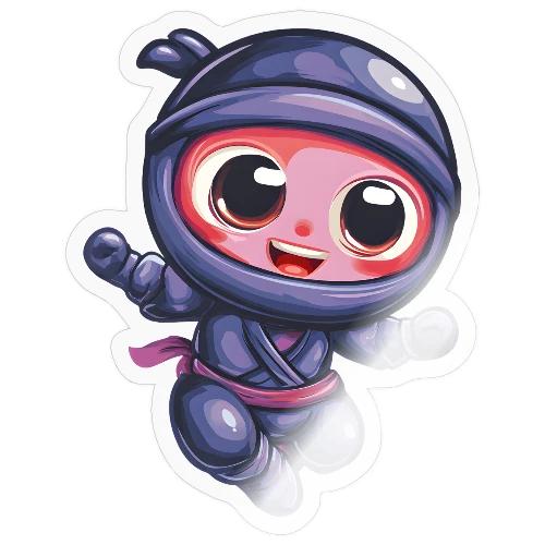 Joyful Cartoon Baby Ninja Jumping in Action - Sticker