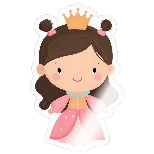 Cute Cartoon Little Princess Standing and Smiling - Sticker