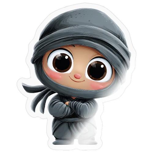 Cute Cartoon Baby Ninja Standing with Big Smile - Sticker