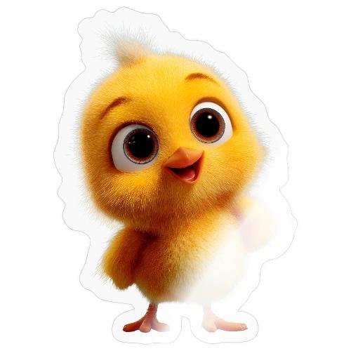 Cute Cartoon Yellow Chick with Big Sparkling Eyes - Sticker