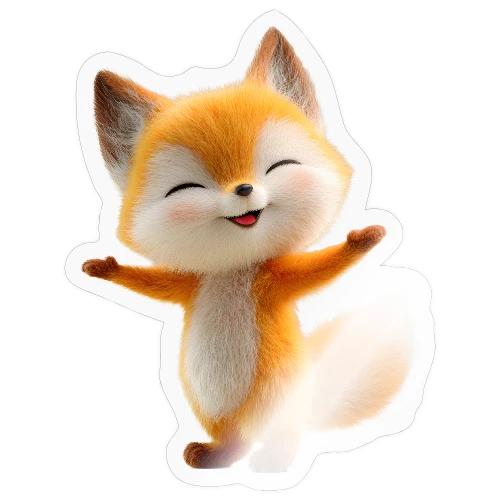 Cute 3D Cartoon Fox Standing Arms Up - Sticker