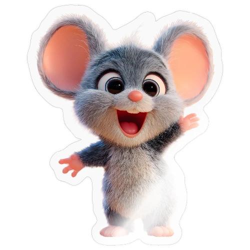 Joyful Cartoon Baby Mouse Arms Up - Sticker