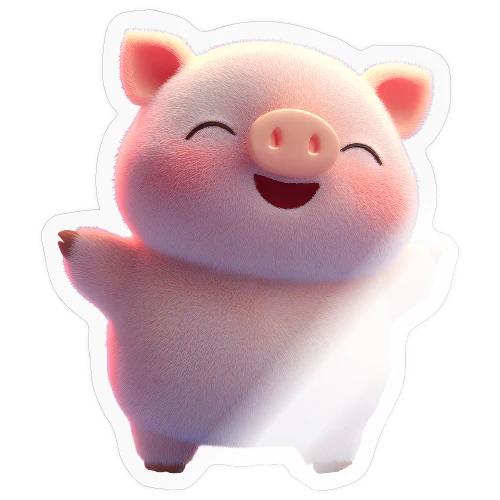 Cute Cartoon Baby Pig Standing Arms Up - Sticker