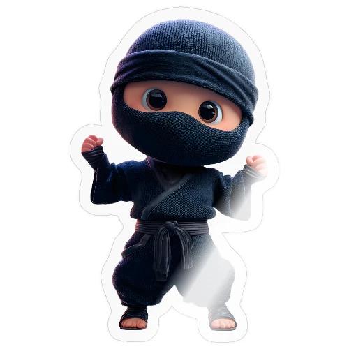 Cute Cartoon Ninja Toddler in Fight Pose - Sticker