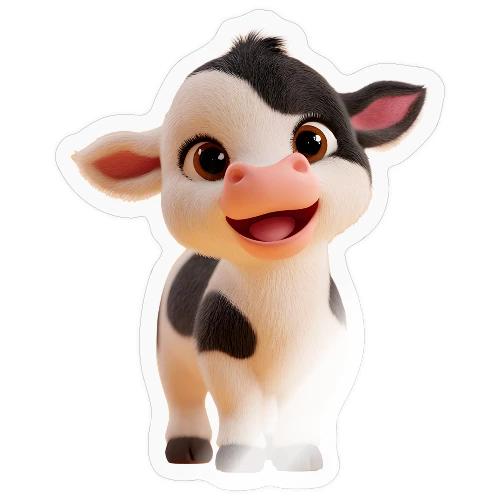 Joyful Cartoon Baby Cow Standing - Sticker