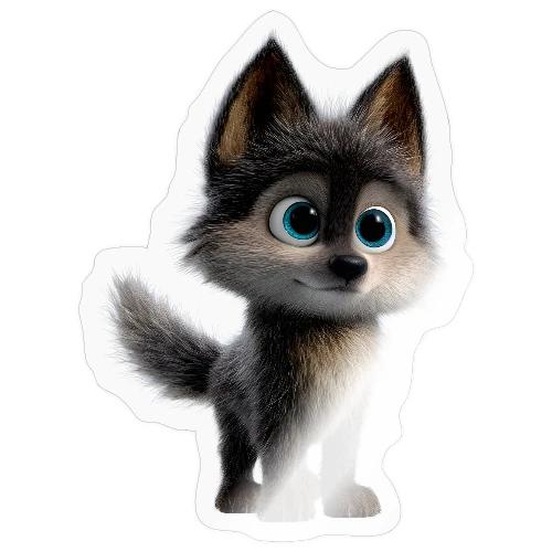 Innocent Cartoon Baby Wolf - Sticker