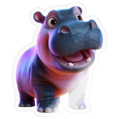 Smiling Cartoon Baby Hippo Standing - Sticker
