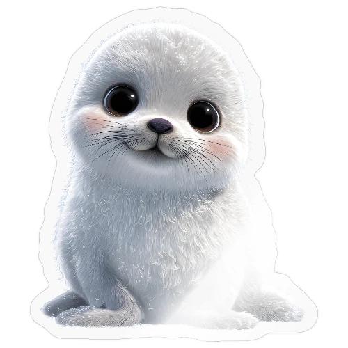 Cute White Cartoon Baby Sea Lion - Sticker