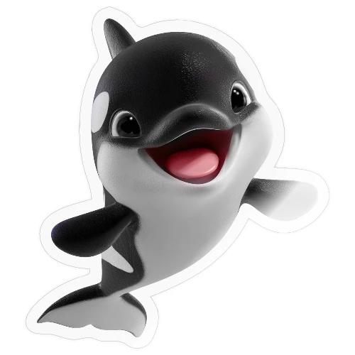 Smiling Cartoon Baby Orca - Sticker