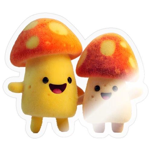 Joyful Cartoon Mushroom Duo - Sticker