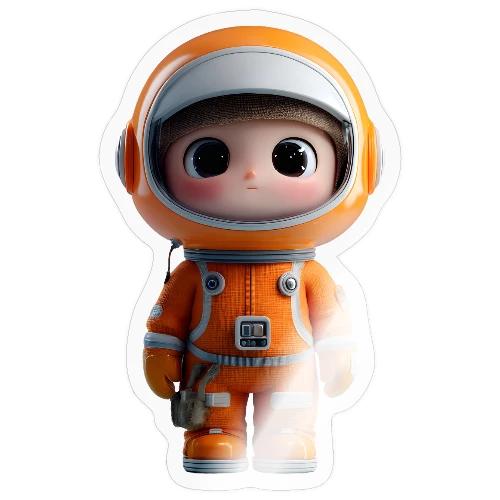 Cute Cartoon Astronaut in Orange Suit - Sticker