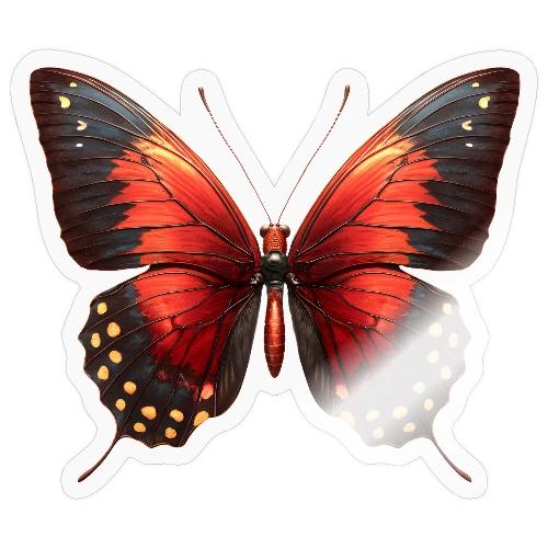 Bright Red, Black, and Yellow Butterfly - Sticker