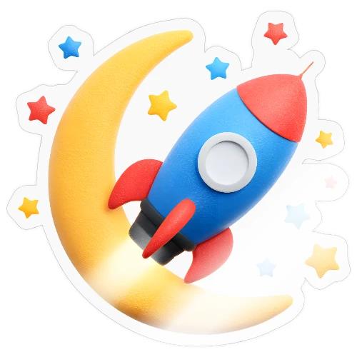 Rocket to the Crescent Moon - Sticker