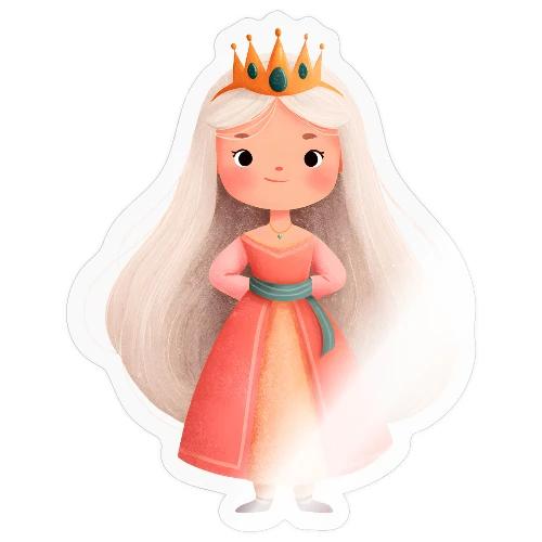 Cute Cartoon Little Princess with Long Hair - Sticker