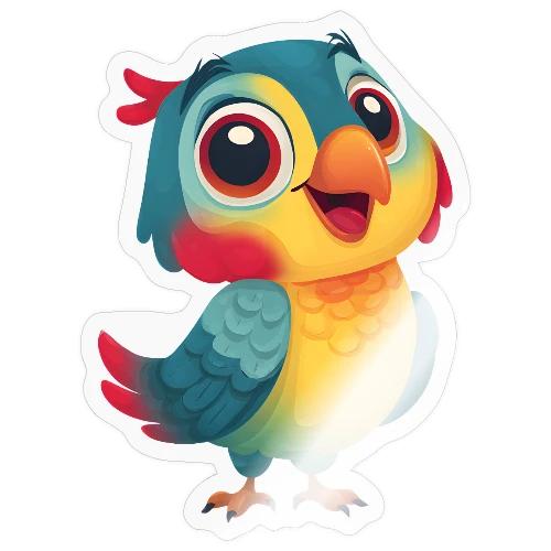 Bright Cartoon Parrot with Joyful Expression - Sticker