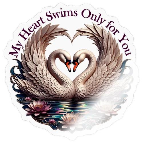 My Heart Swims Only for You Swan Heart T-Shirt - Sticker