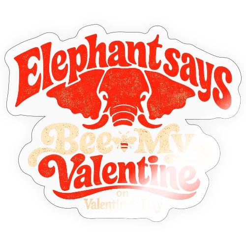 Retro Elephant Bee My Valentine Cute Couple - Sticker