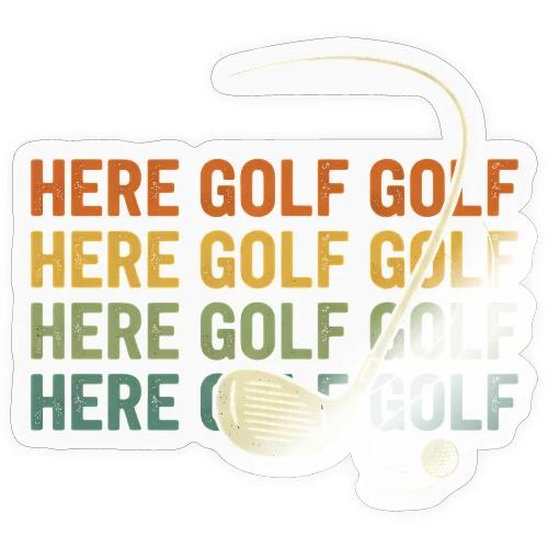 Here Golf Golf Golf Vintage Sunset Style - Sticker