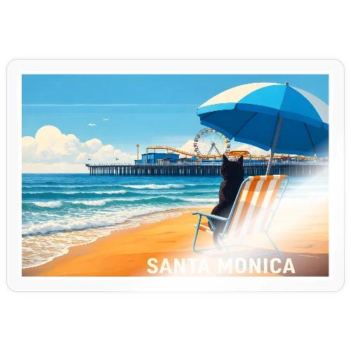 Santa Monica Beach Cat - Sticker