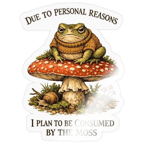 Frog Consumed by Moss Cottagecore Aesthetic - Sticker