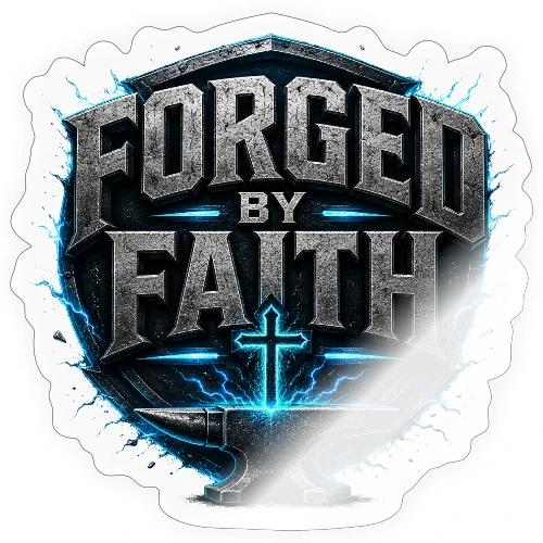 Forged By Faith Cyan Design - Sticker