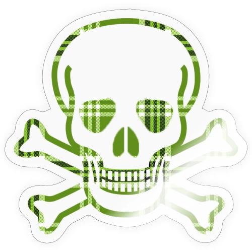 Skull & Cross Bones Green Plaid - Sticker