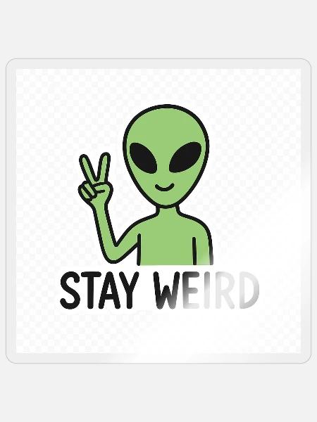 Stay Weird Alien Peace Sign - Sticker - transparent glossy