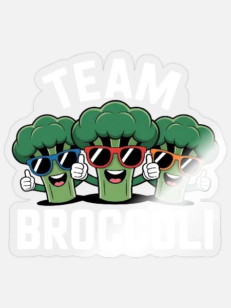 Brocoli Végétarien, Légume, Équipe Brocoli - Sticker - brillant transparent
