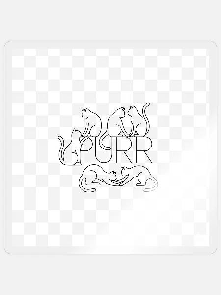 Purr: Minimal Cat Line Art - Sticker - transparent glossy