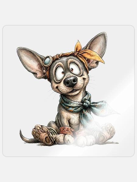 Funny Pup with Bandana and Goggles - Sticker - transparent glossy