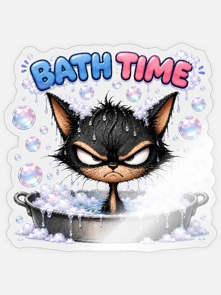 My cat bath - Sticker - transparent glossy