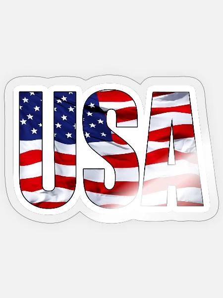 USA Flag Letters Bold Patch Design - Sticker - transparent glossy