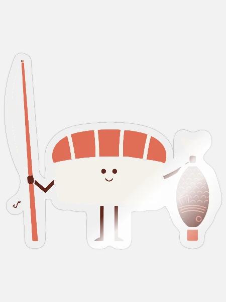 Kawaii Sushi Angler - Sticker - transparent glossy