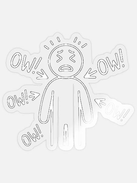 Funny Ow Ow Ow Ow Saying Body Pain Character Humor - Sticker - transparent glossy