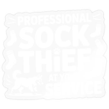 Funny Dog Professional Sock Thief  - Sticker - transparent glossy - Front